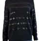 WHITE + WARREN Black 100% Cashmere Sequin Stripe Sweater Size L