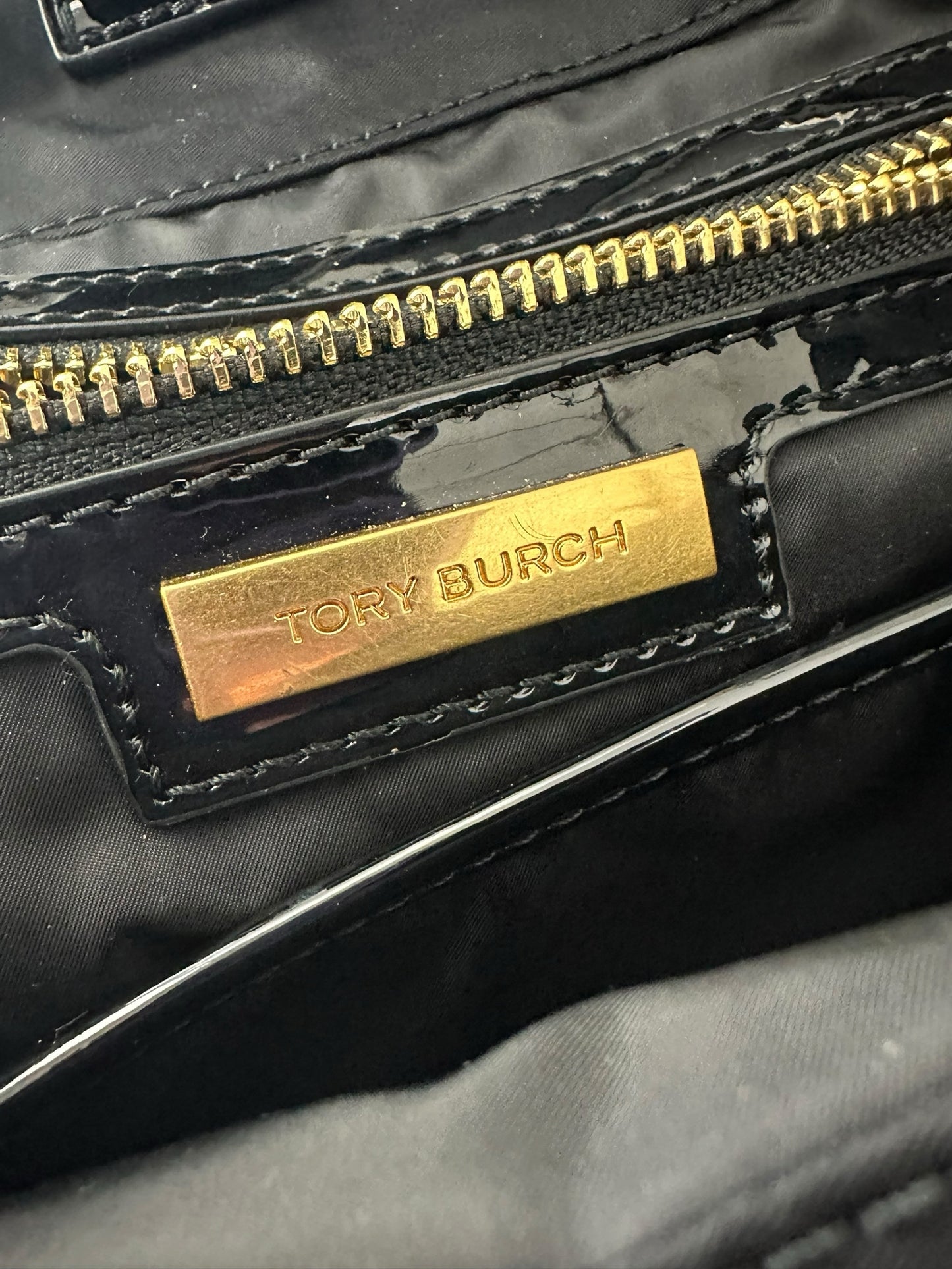 Tory Burch Black 'mini ella patent tote bag' Designer Handbag