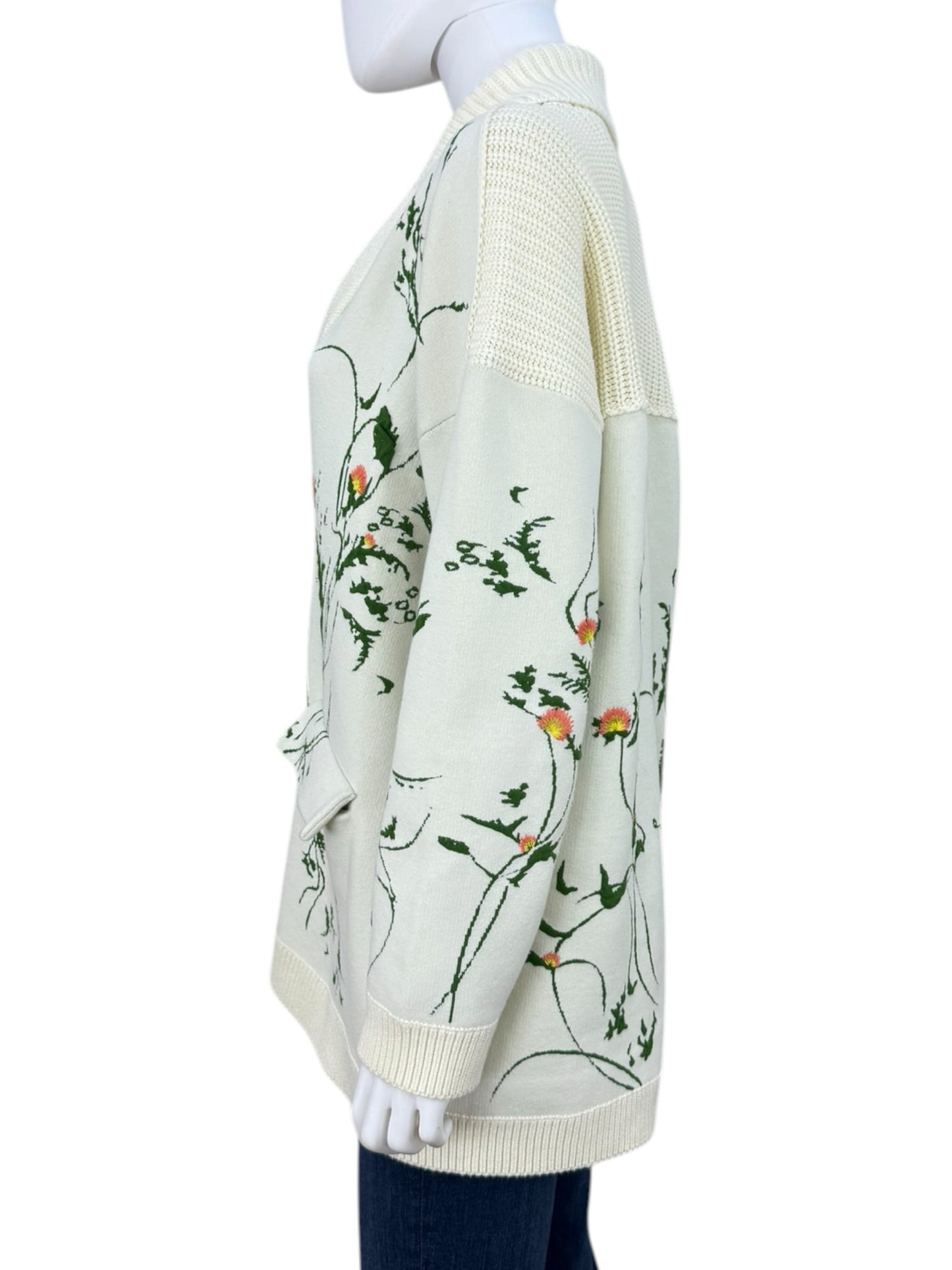 anthropologie Floral Open Front Cardigan Size S
