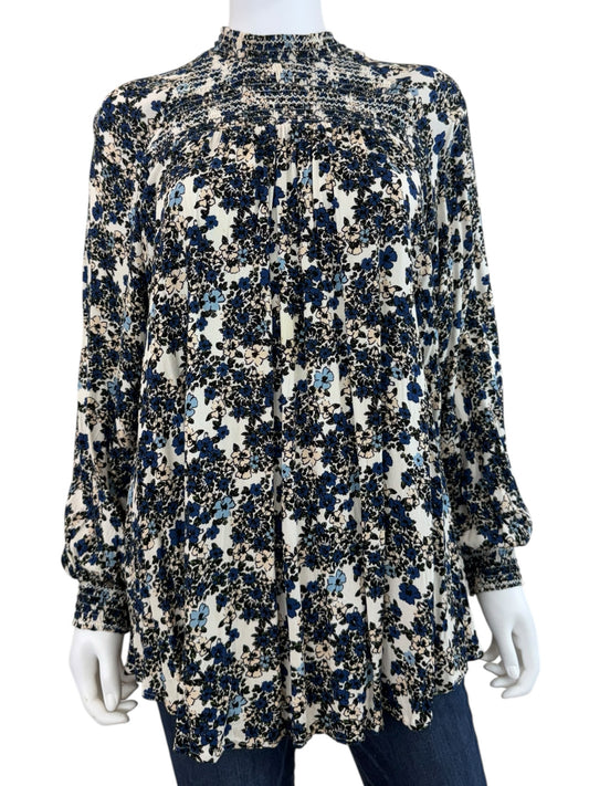 Free People Blue Floral Flowers in her Hair Tunic Size S