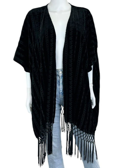 Johnny Was Black Velvet Kimono Size M