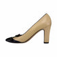 CHANEL Beige Cap Toe Leather Heels Size 38.5