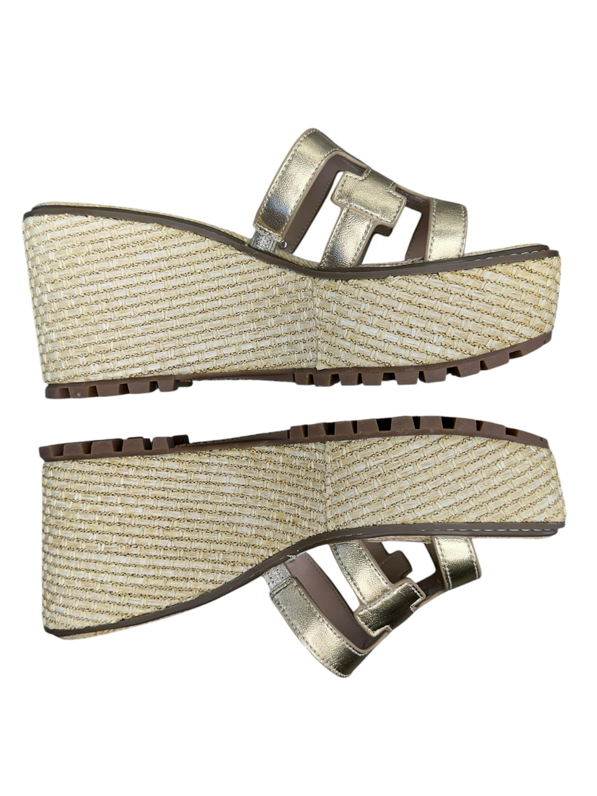 Sam Edelman Gold Laine Espadrille Platform Wedges Size 9