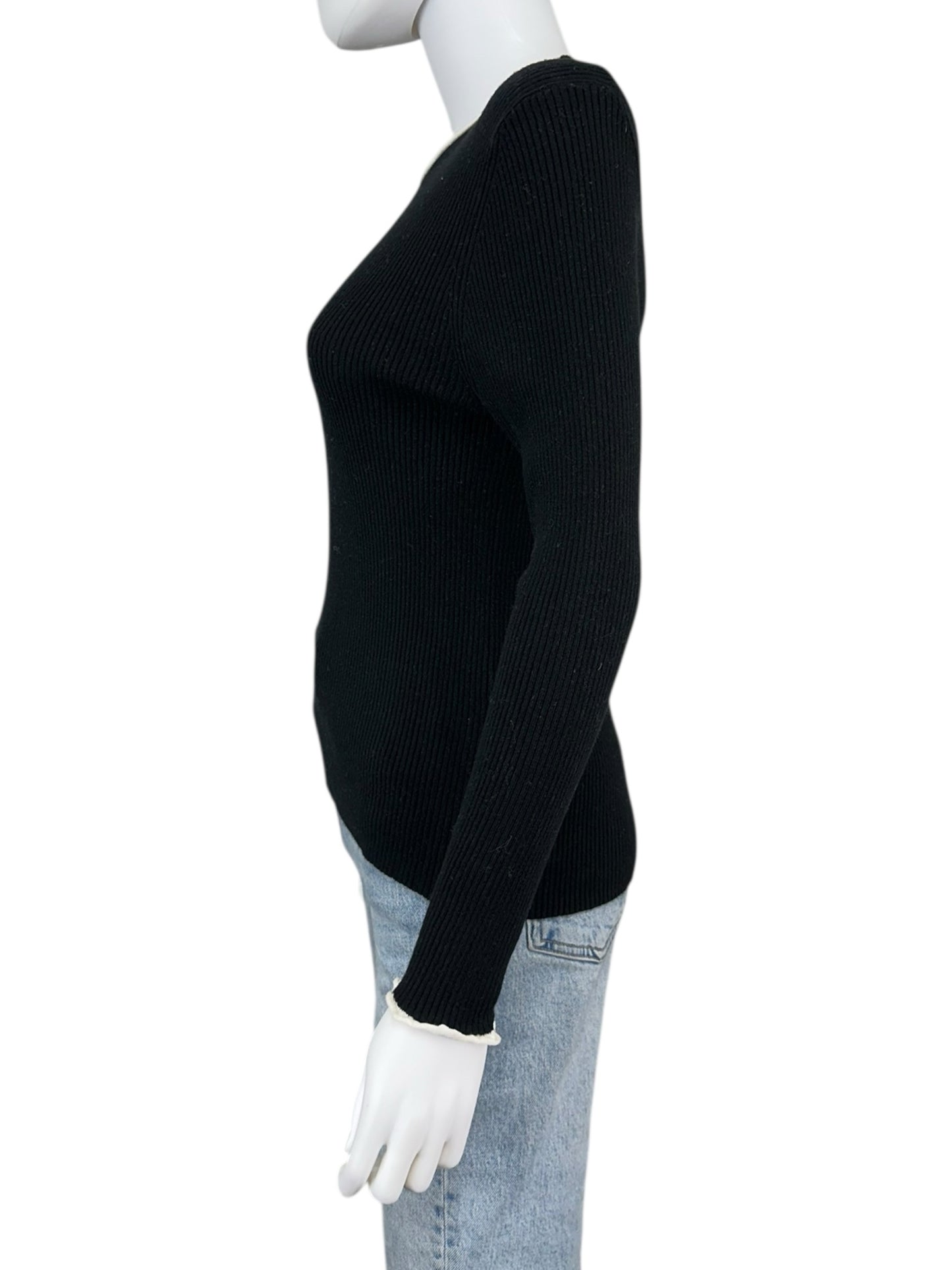 one grey day Black Ribbed Sweater Size S