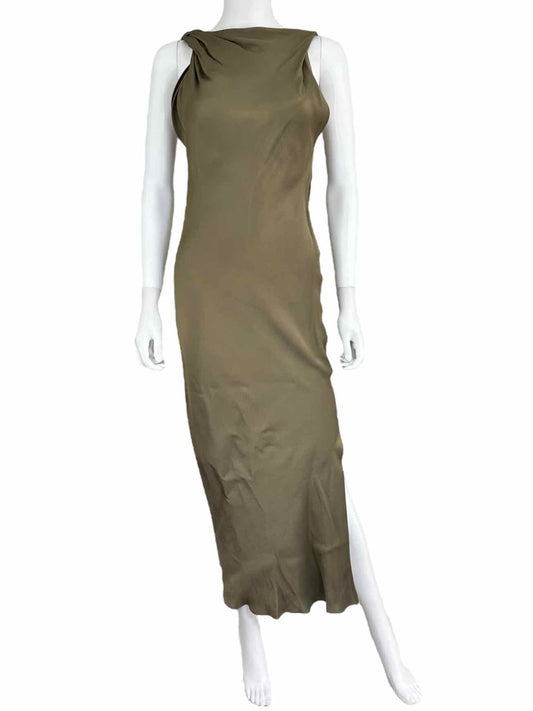 ZARA Olive Satin Maxi Dress Size XS
