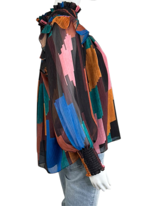 Willa Story Brushstroke Cates Blouse Size M