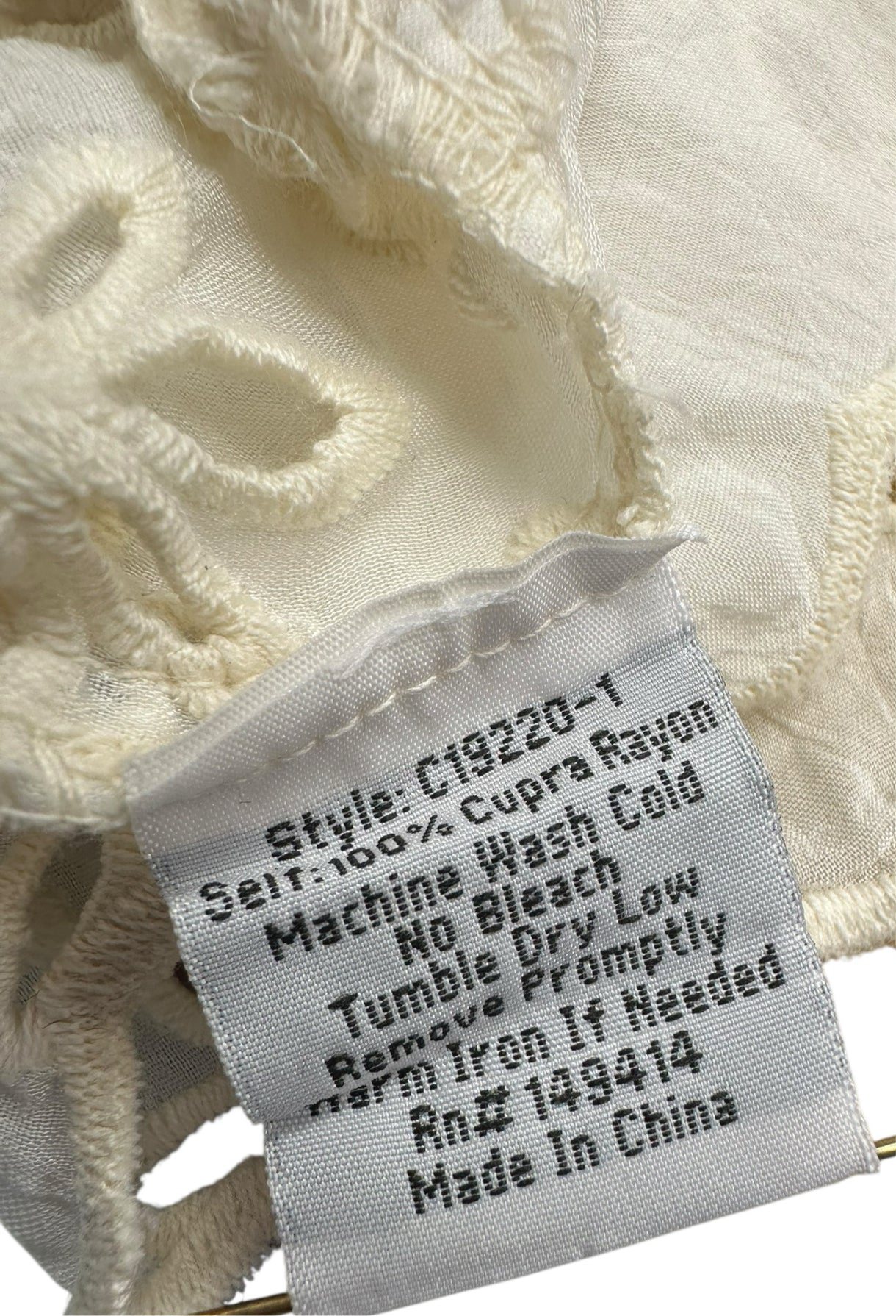 Johnny Was Ivory Floral Eyelet Top Size S
