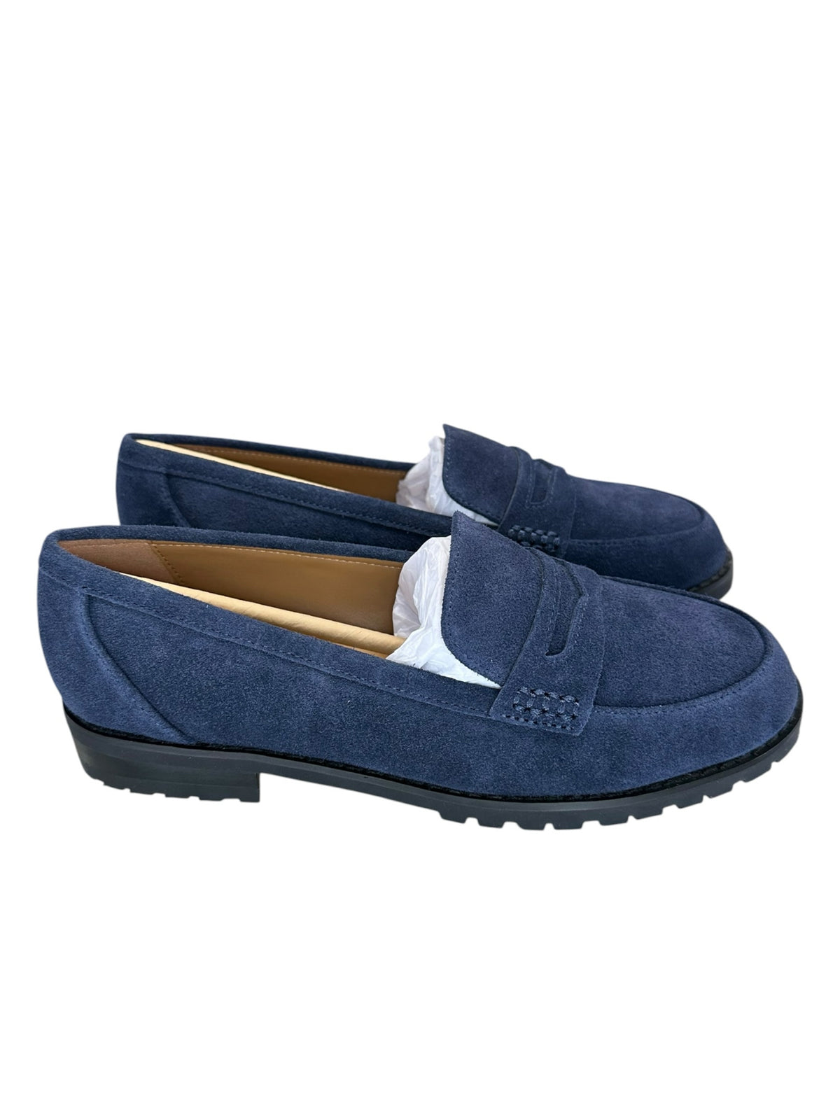 Talbots NWOT Navy Blue Cassidy Suede Penny Loafers Size 6.5