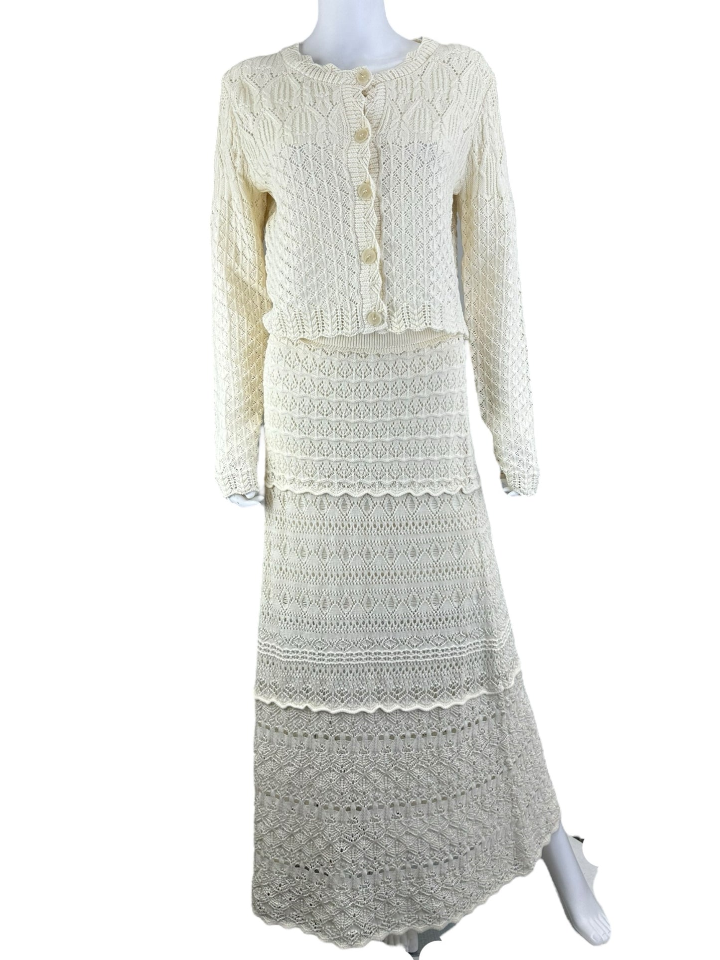 Moon River Two Piece White Knit Set Size M