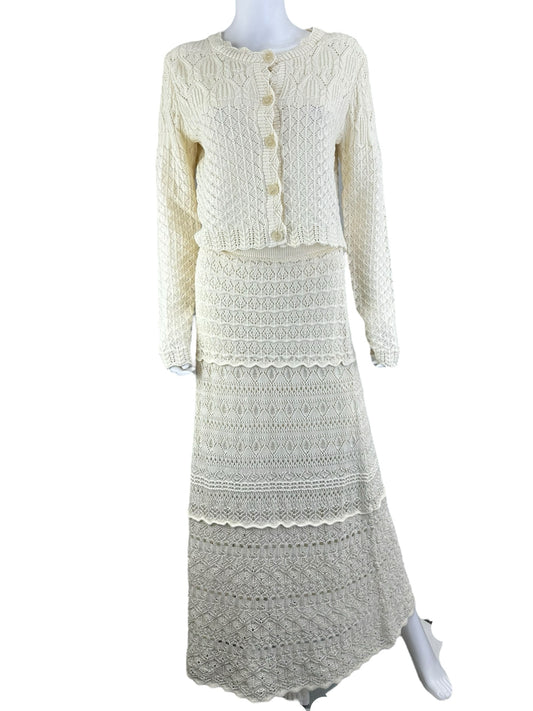 Moon River Two Piece White Knit Set Size M