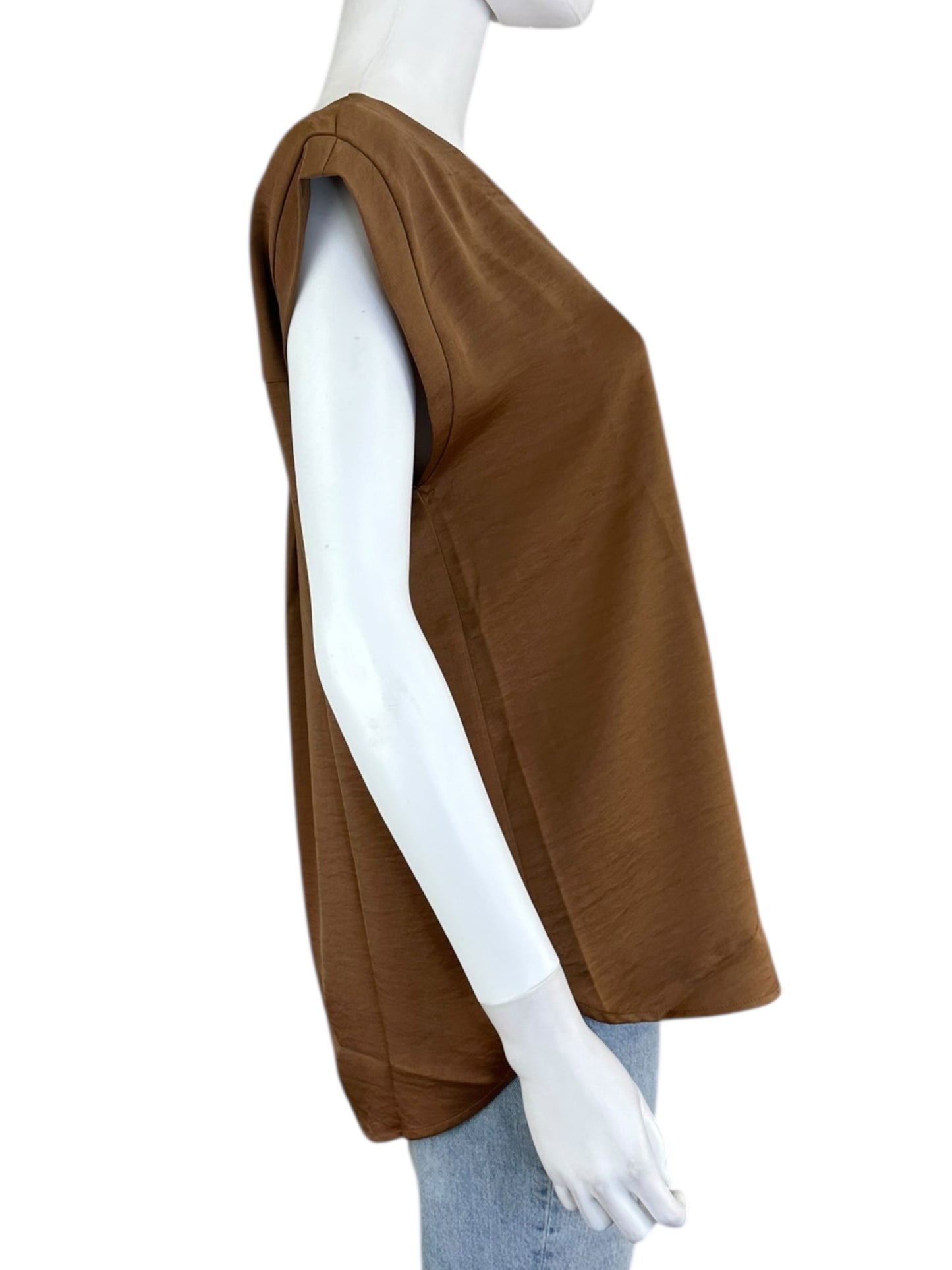 NWT LOFT Brown Satin Blouse Size S