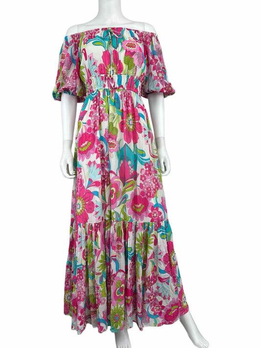 Trina Turk Silk Blend Pink Floral Maxi Sundress Size M