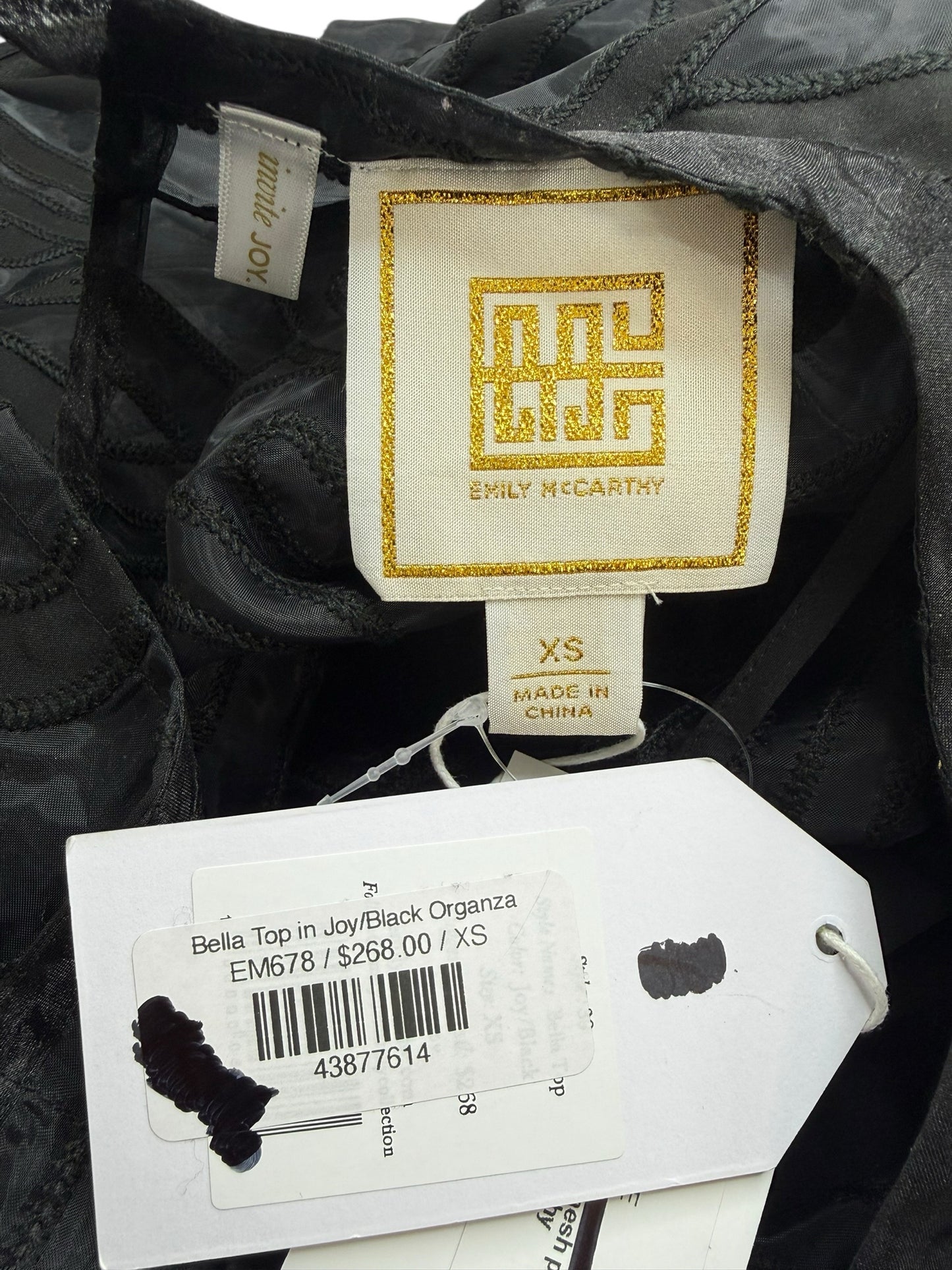 Emily McCarthy NWT Black Organza Bella Blouse Size XS