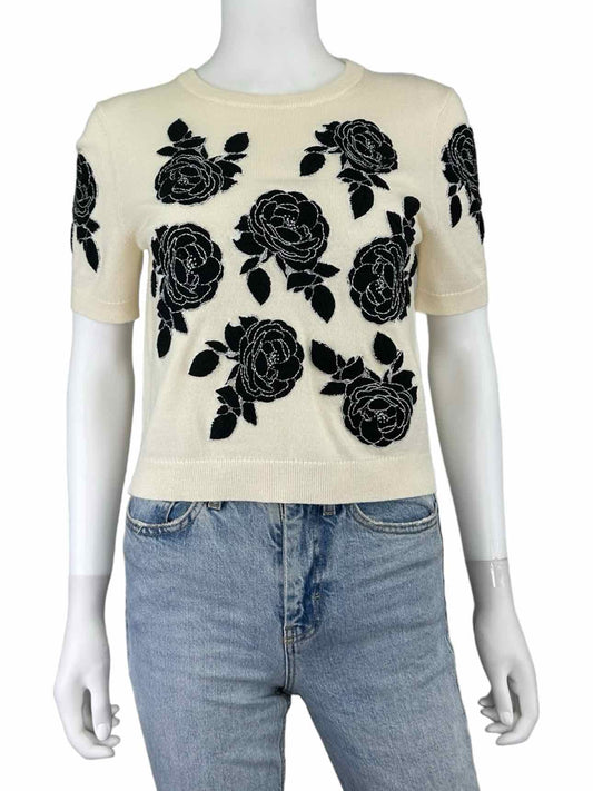 alice & olivia Floral Embroidered Sweater Size M
