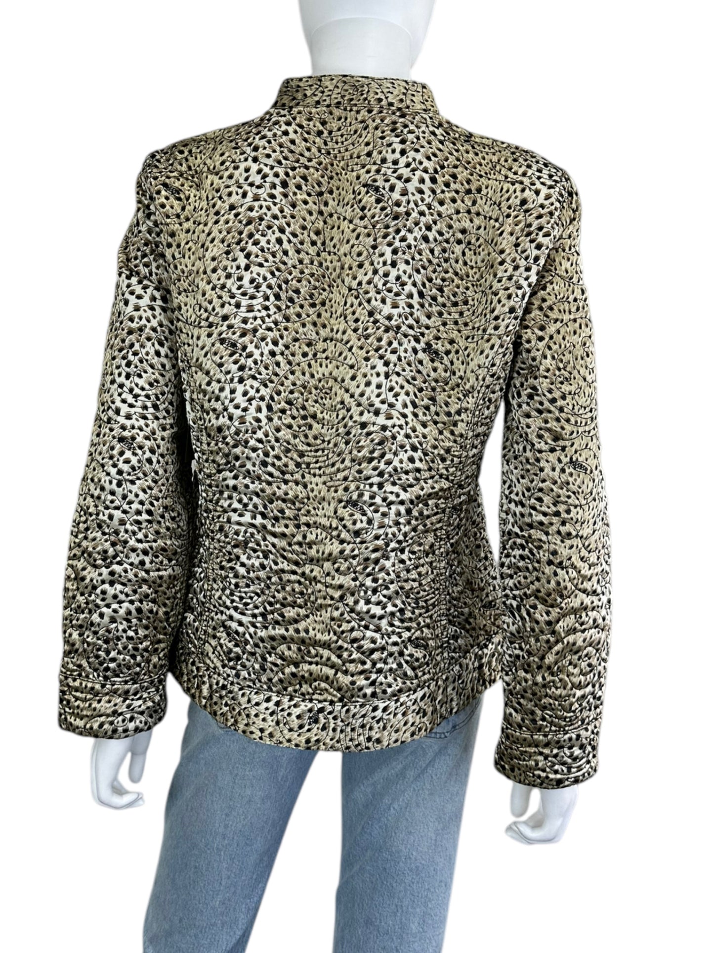 Idea L Quilted Leopard Print Zip-Up Jacket Size L