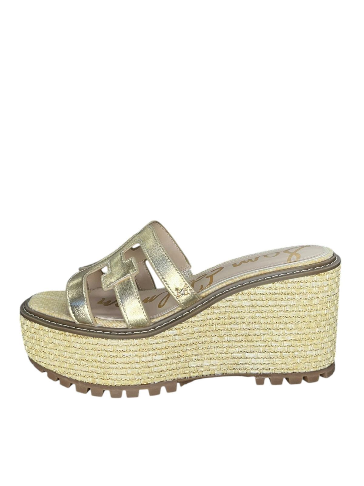 Sam Edelman Gold Laine Espadrille Platform Wedges Size 9