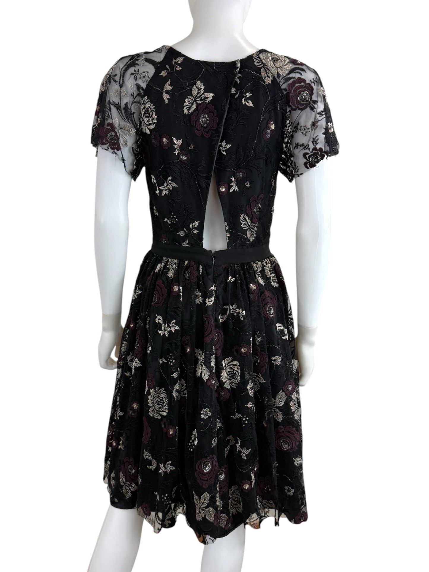Slate and Willow Black Floral Lace Cocktail Dress Size 8