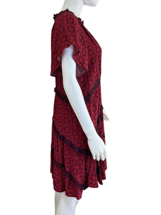 Anthropologie Red Print Mini Dress Size S