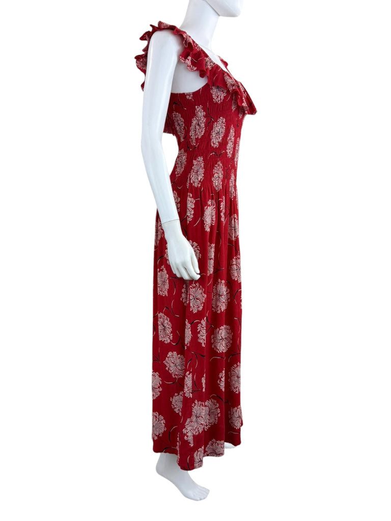 the great. Red Paisley Smocked Maxi Dress Size 0