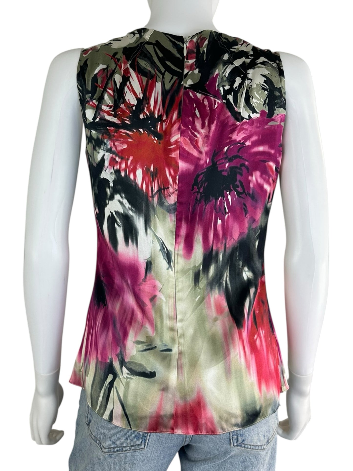 ELIE TAHARI Silk Floral Shell Size S