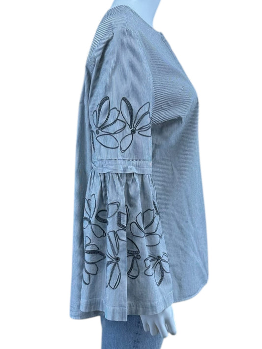 LAFAYETTE 148 NEW YORK Gray Striped Button-Down Shirt Size XL