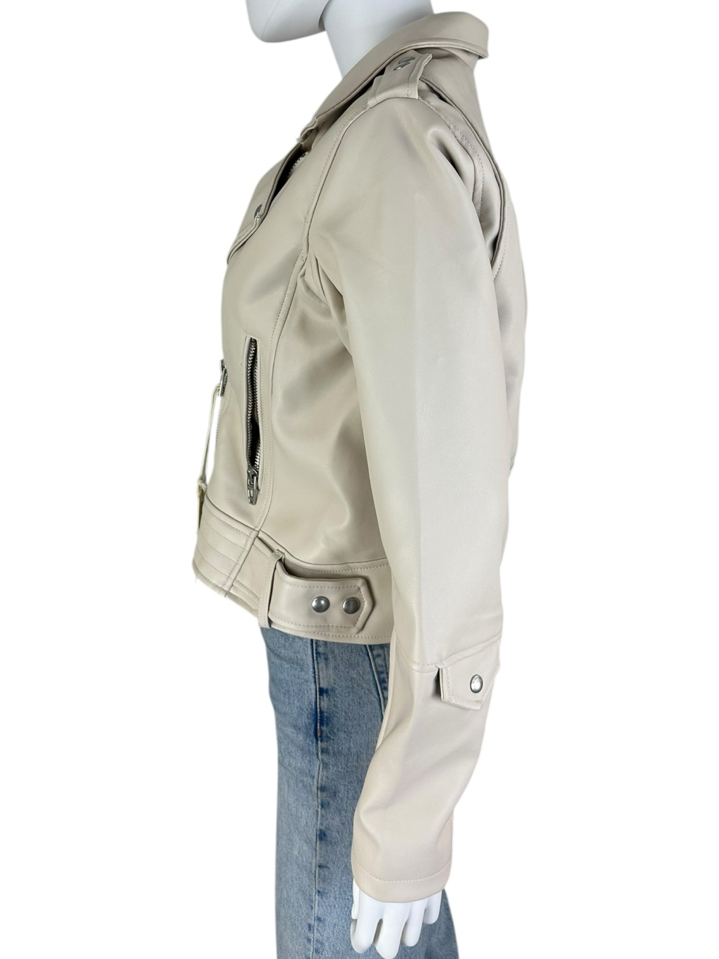 BLANK NYC NWT Cream Vegan Leather Moto Jacket Size M