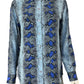 EQUIPMENT 100% Silk Blue Python Print Button-Down Shirt Size XS