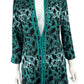 MING WANG Green Jacquard Knit Cardigan Jacket Size S