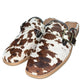 Donald Pliner 'SABEL' White/Brown Cow Print Mules Size 8.5
