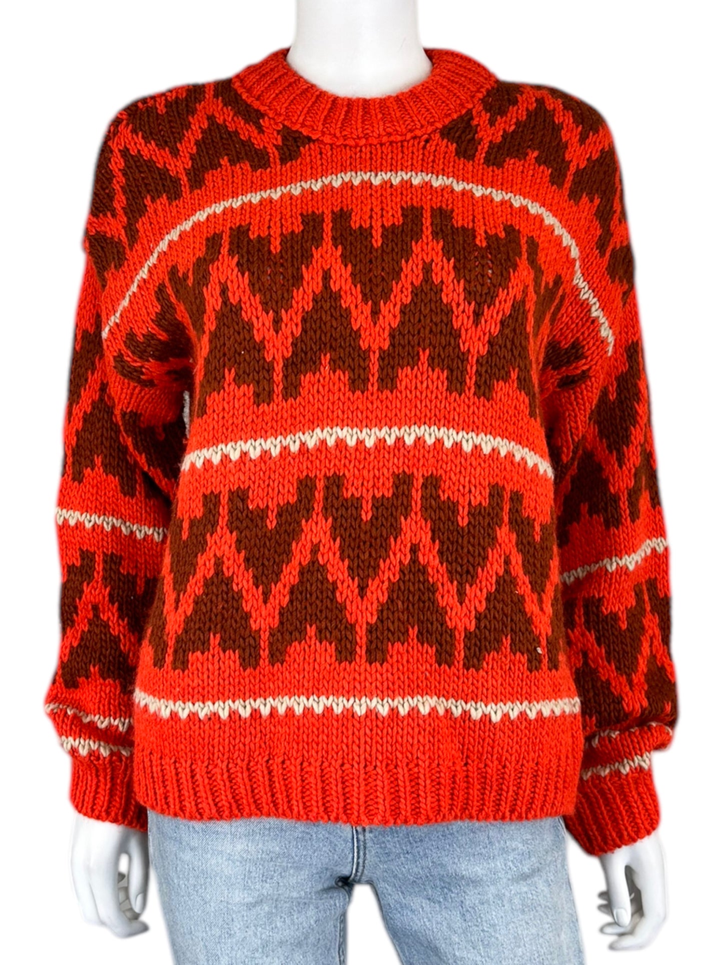 the great. Red Folk Wool Knit Sweater Size 1