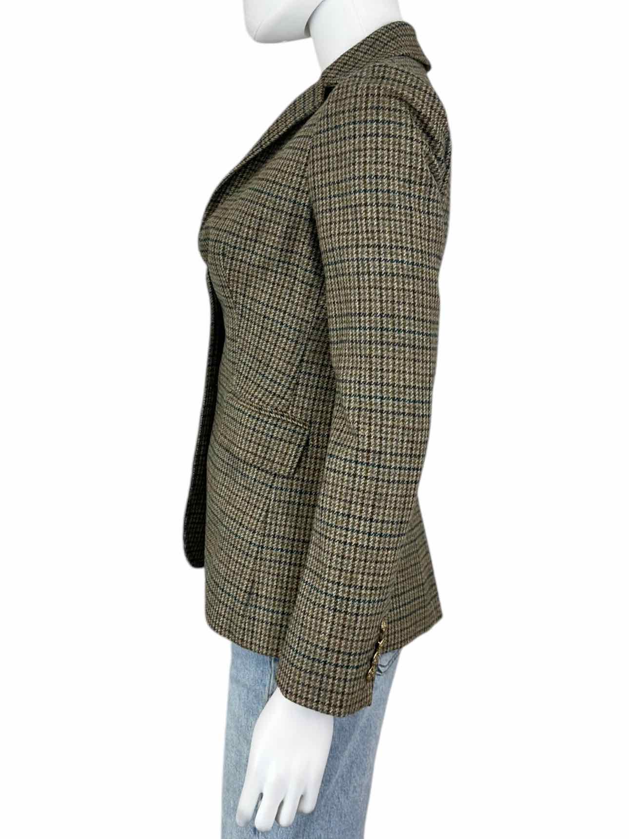 Vintage Brown Plaid Wool Blend Blazer Size 00