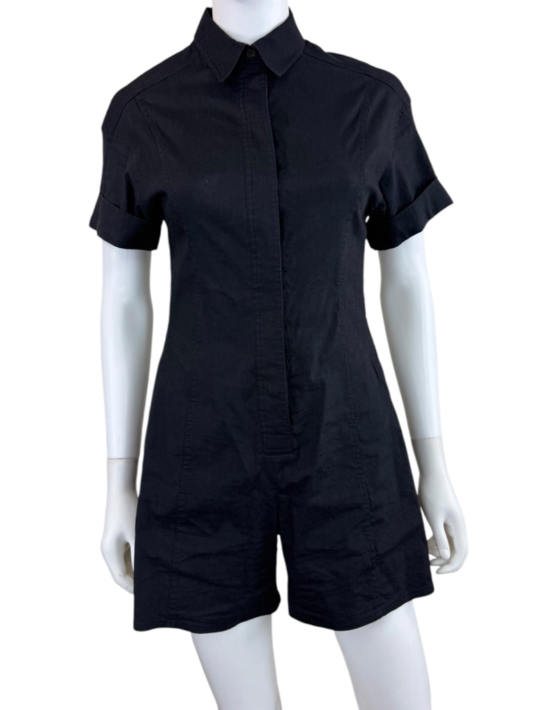 Theory Black Linen Romper Size 2