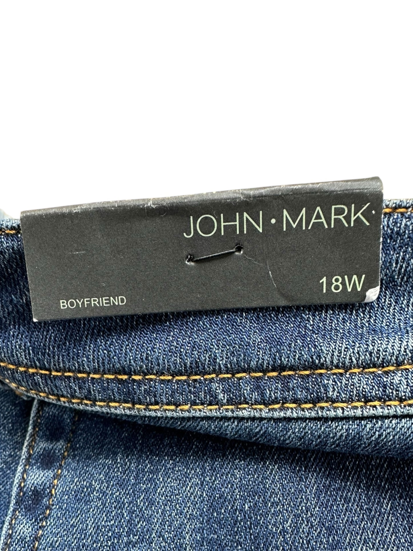 JOHN MARK Blue Embroidered Boyfriend Jeans Size 18W