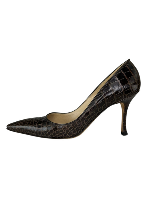 Manolo Blahnik Brown Crocodile Pumps Size 38.5