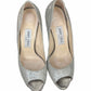 JIMMY CHOO Silver Glitter LUNA Pumps Size 38