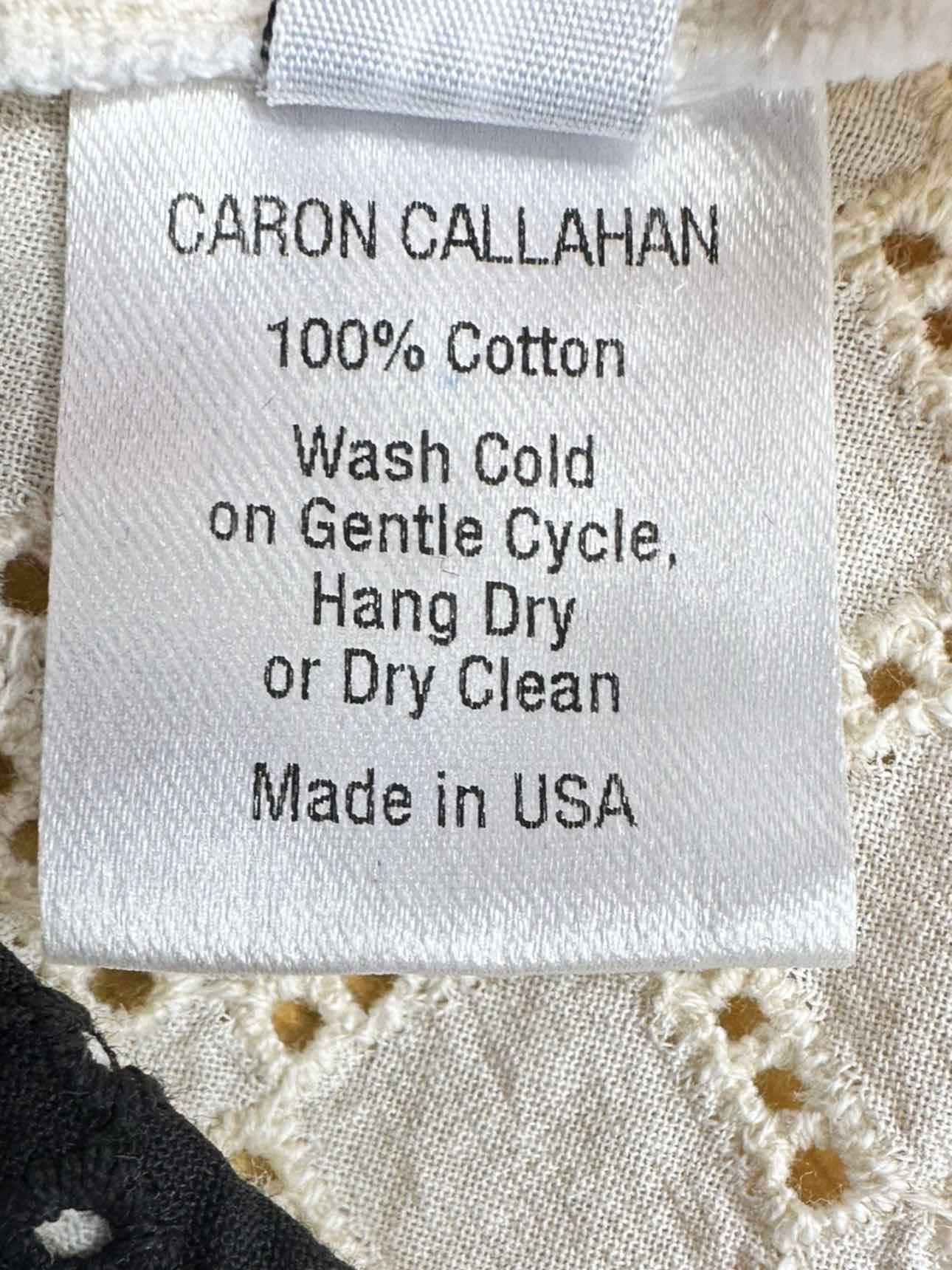 CARON CALLAHAN Black Cream Eyelet Shell Size M