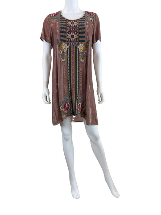 Johnny Was Maueve Velvet Embroidered Tunic Size M