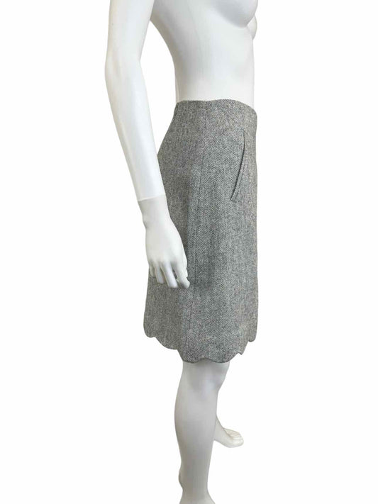 Talbots Wool Blend Tweed Gray Scalloped Pencil Skirt Size 10