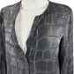 LAFAYETTE 148 NEW YORK Gray Croc Silk Print Blouse Size 10