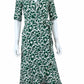 GANNI Green Floral Print Wrap Dress Size S