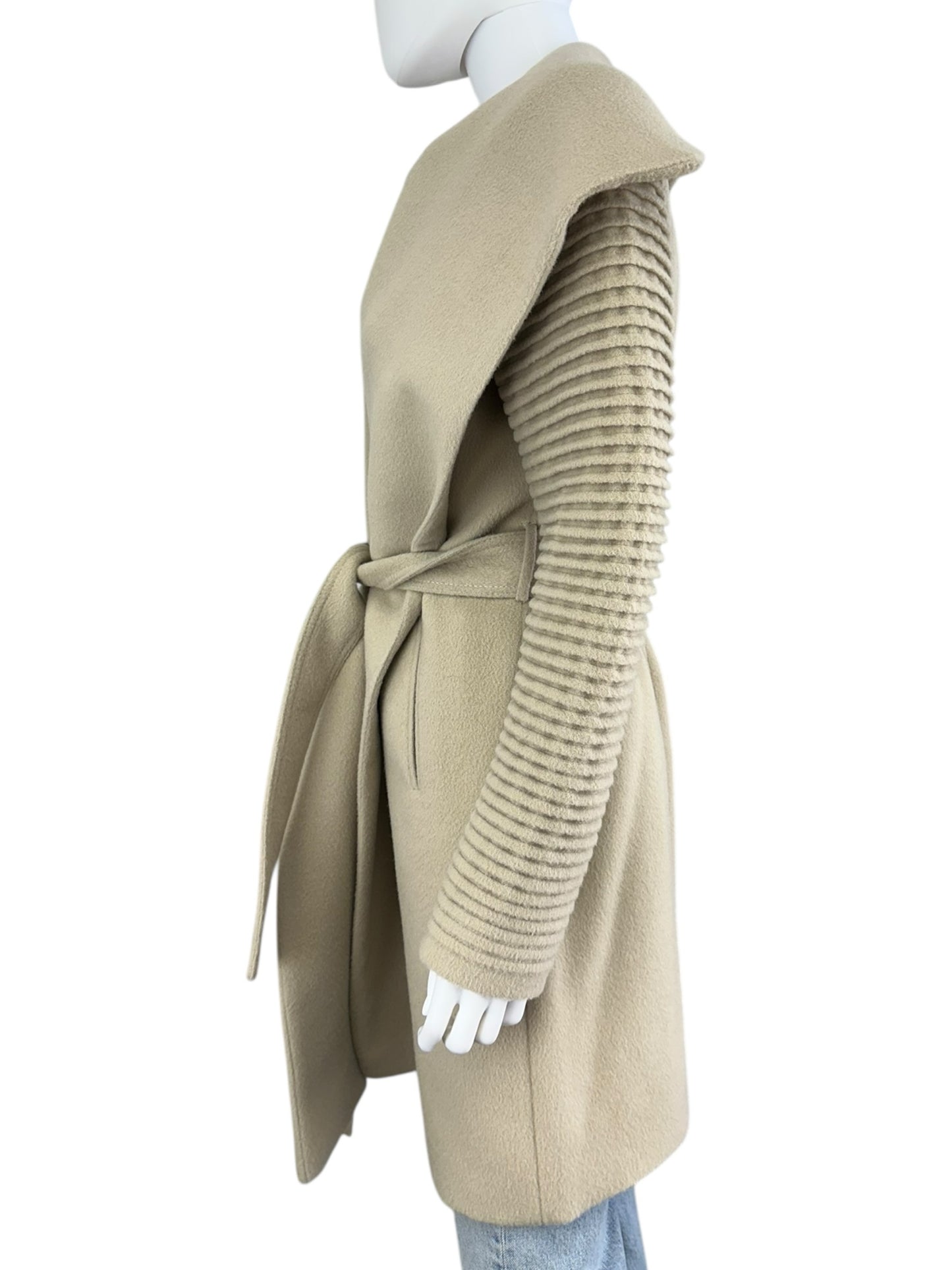 SENTALER Tan Alpaca Wool Trench Coat Size M