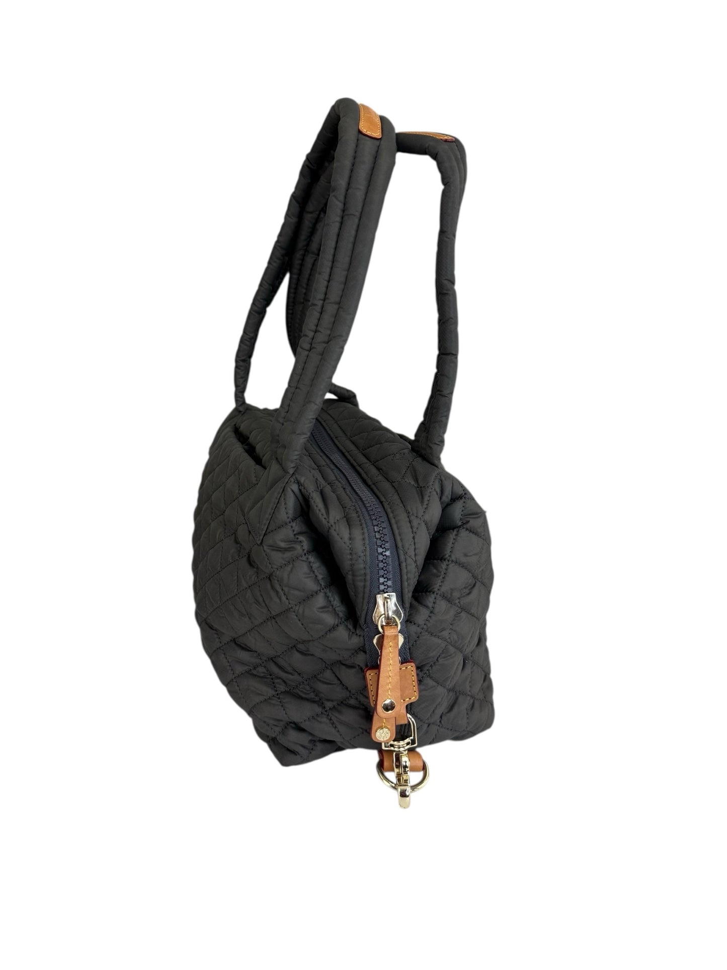 MZ WALLACE Gray Quilted Medium Sutton Deluxe Designer Handbag