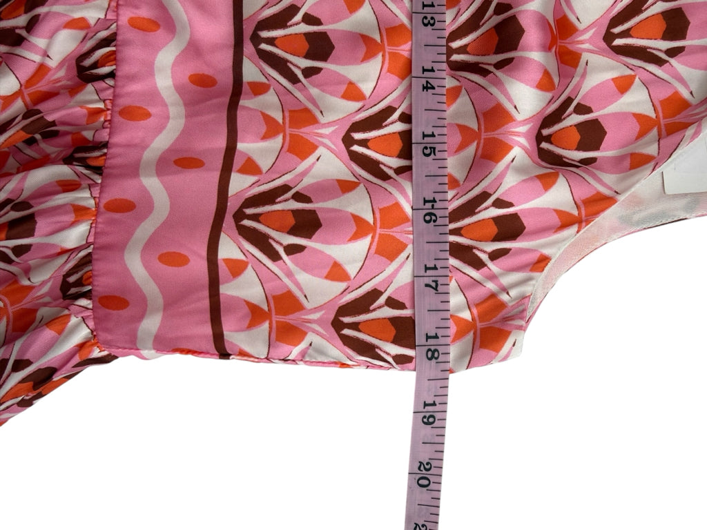 JADE Melody Tam NWT Pink Tribecca Fans Cinch Neck Maxi Dress Size S Dress
