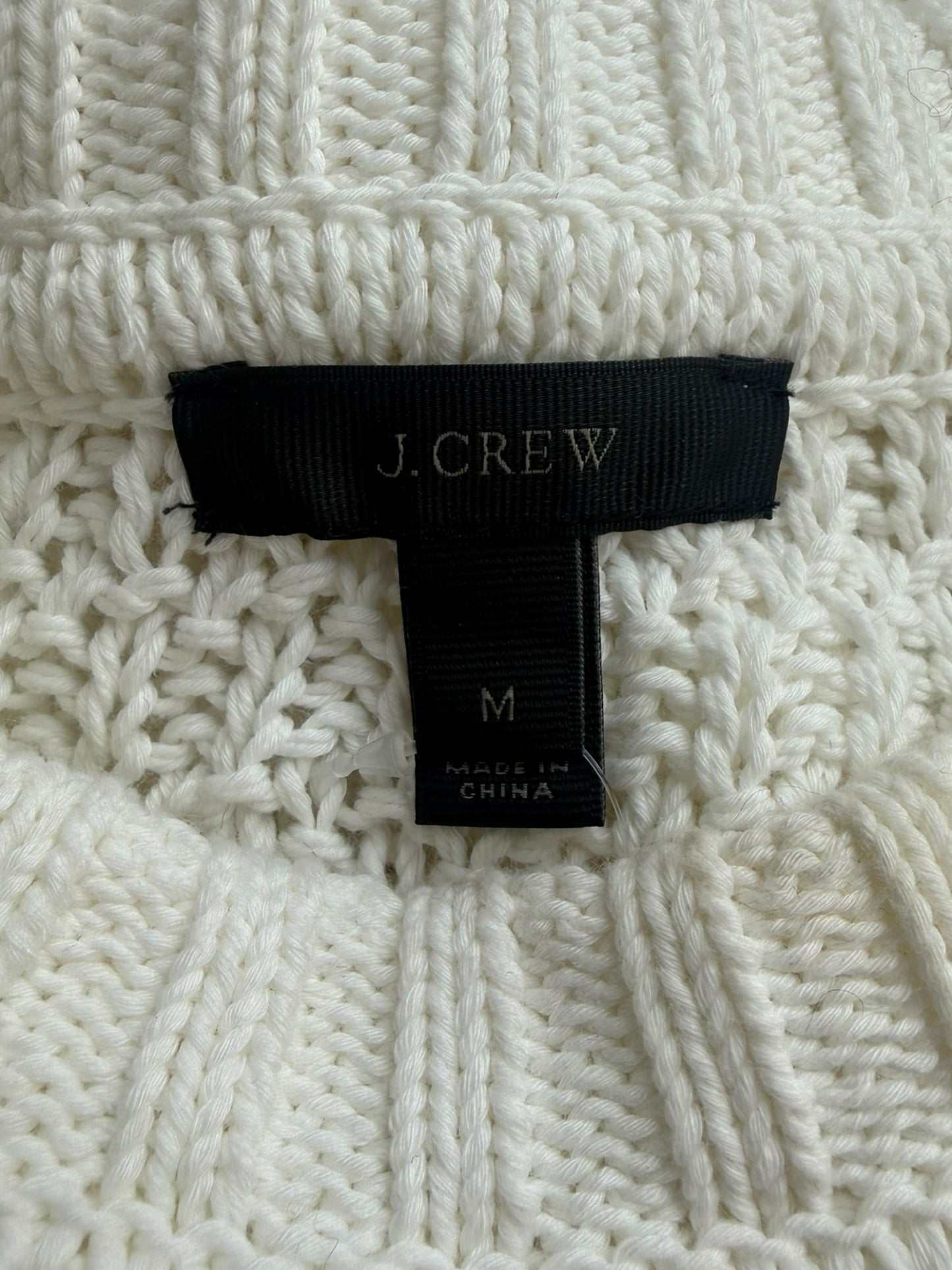 J. Crew White Organic Cotton Cable Knit Sweater Size M