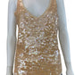WHITE + WARREN Cream Sequined Silk Tank Size M