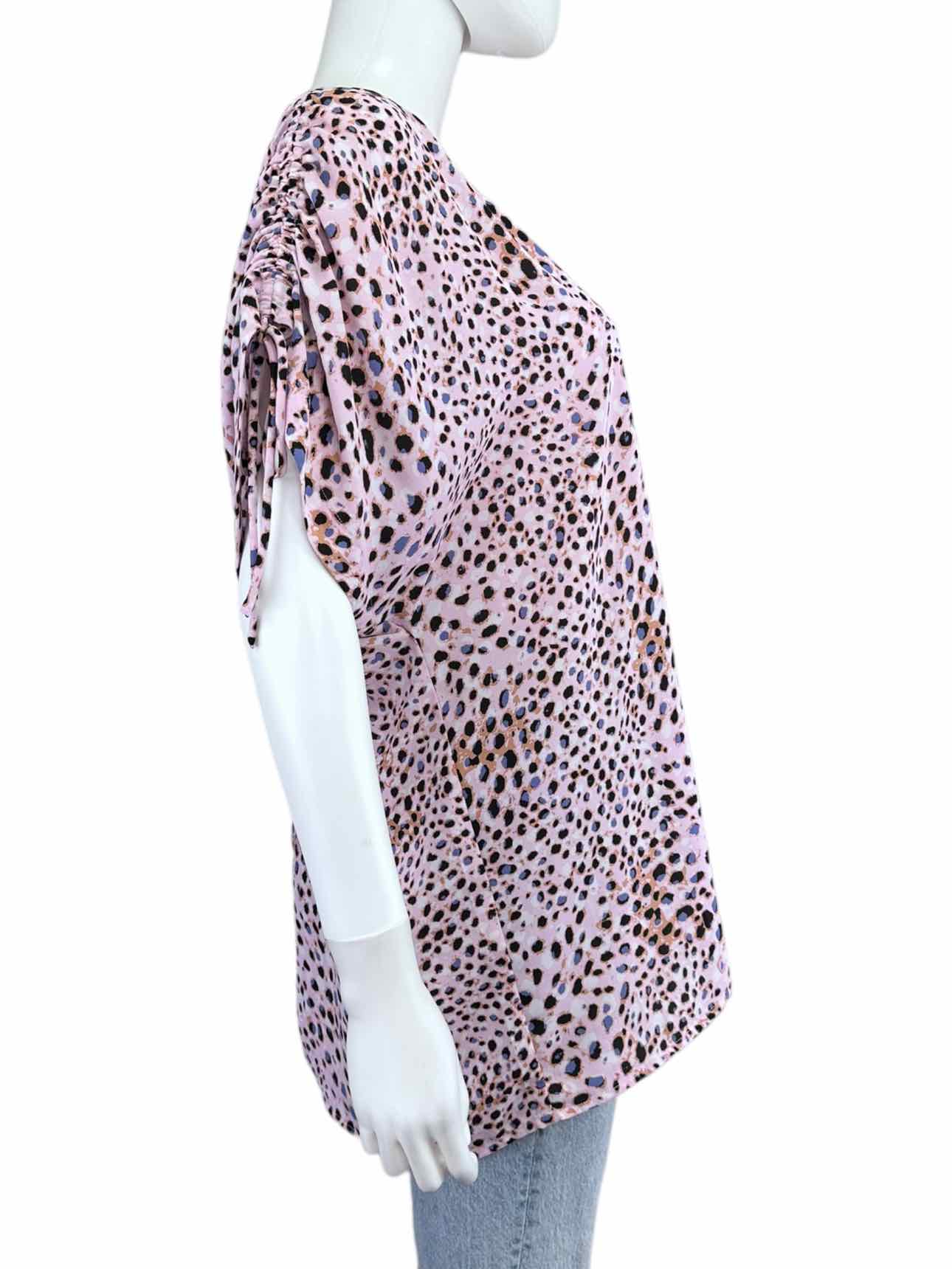 cabi Pink Seaside Panther Print Blouse Size S