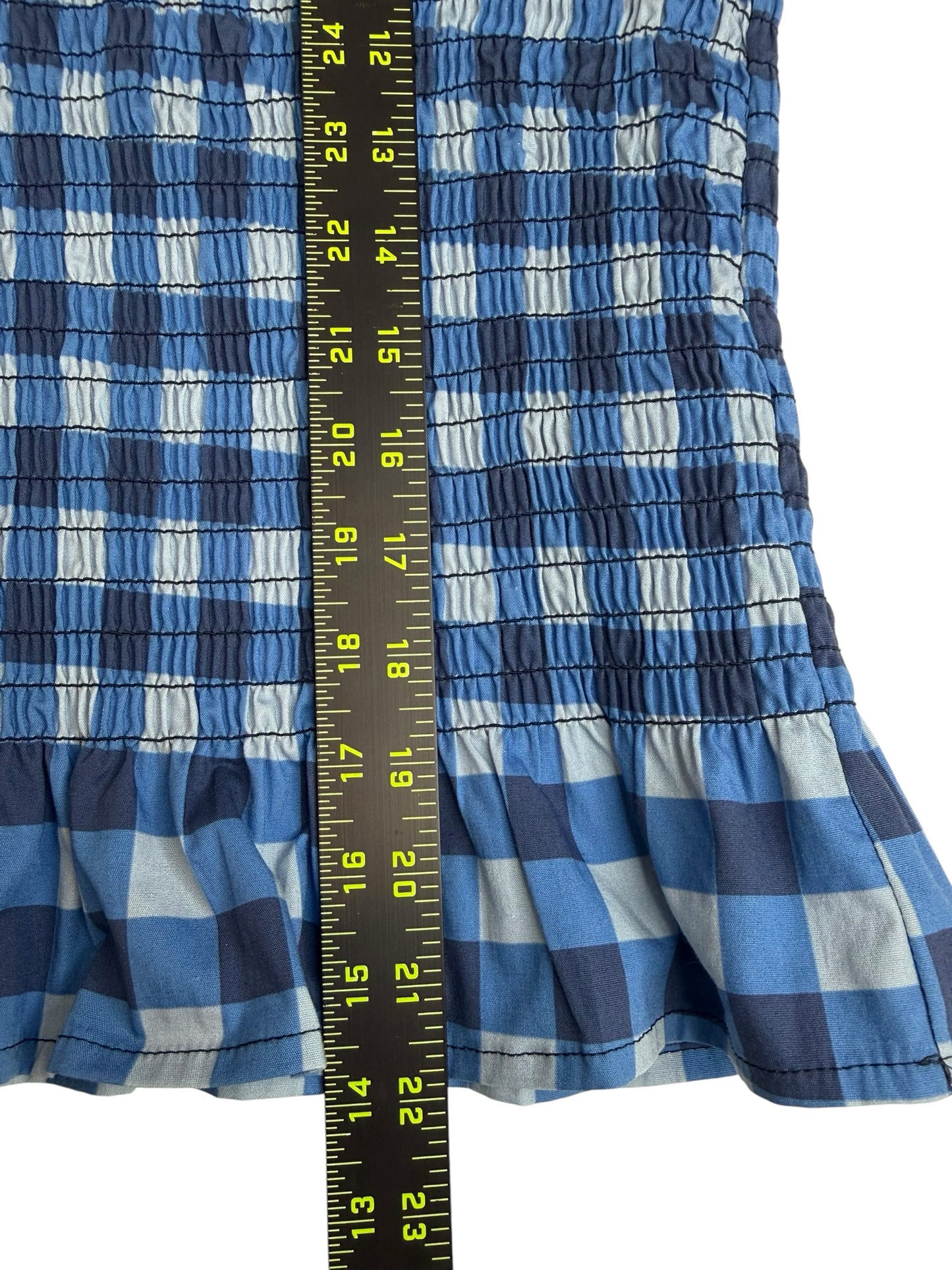 MIND TRAVELER NWT Blue Gingham Check Chia Blouse Size L