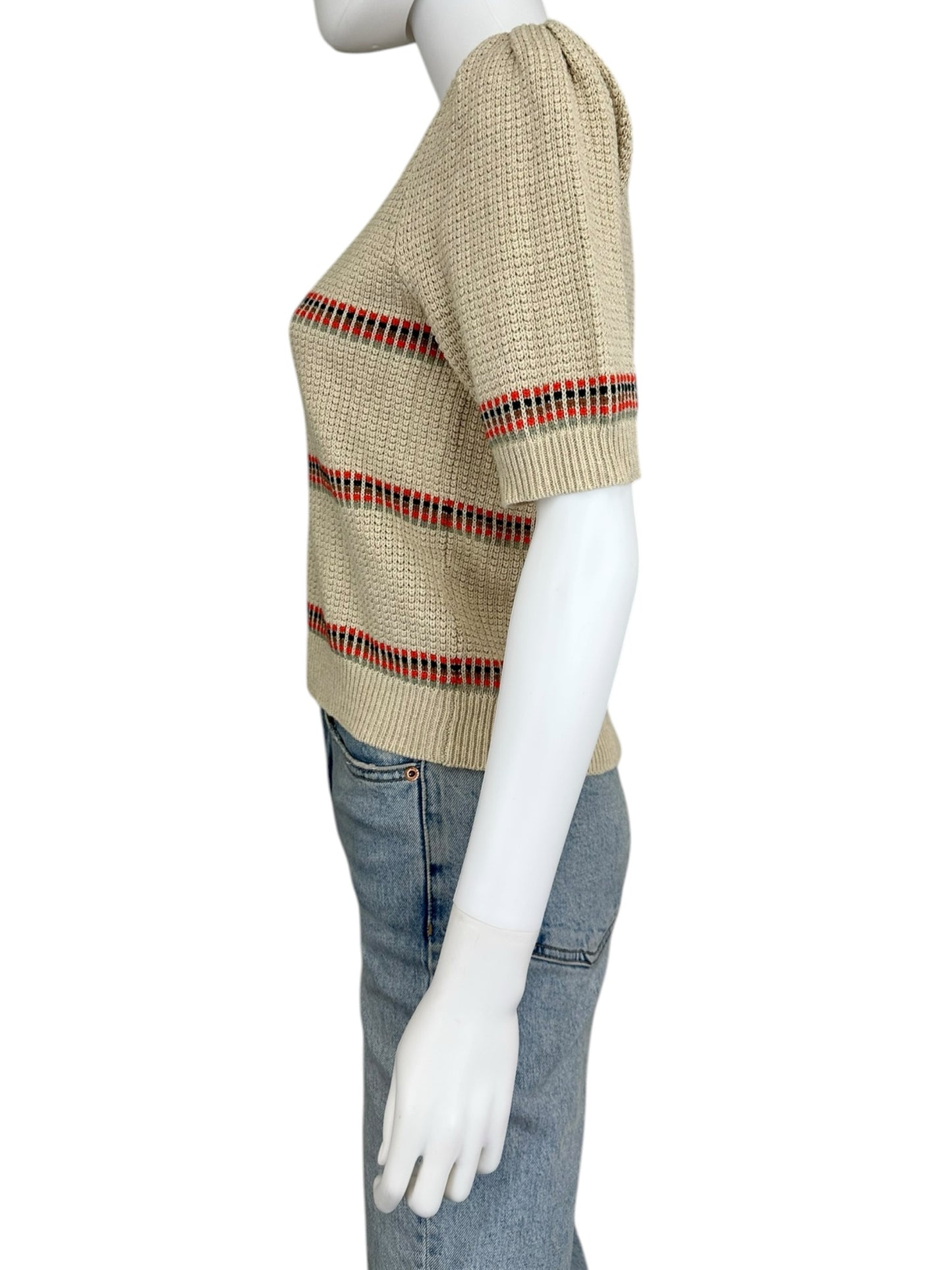 the great. Cream Ribbon Stripe Sweater Size 0