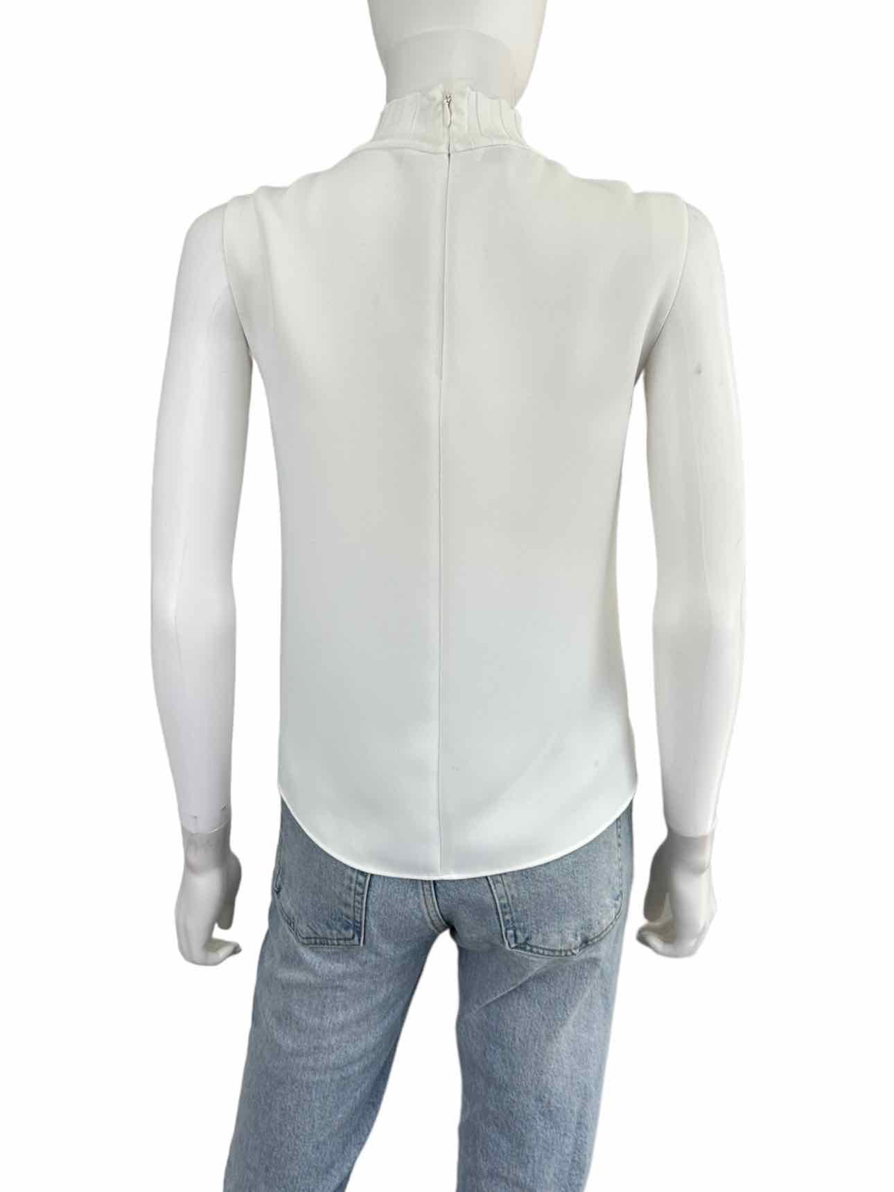 vince. White Ribbed Mock Neck Shell Size XS