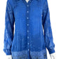 Johnny Was Blue Embroidered Button-Down Size XS
